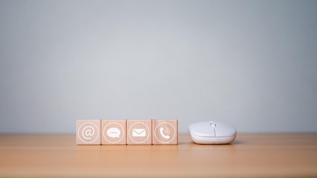 Contact icons on a kitchen background